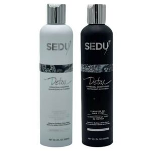 SEDU Detox Charcoal Shampoo & Conditioner Set Clarifying 10.1 oz Removes Buildup